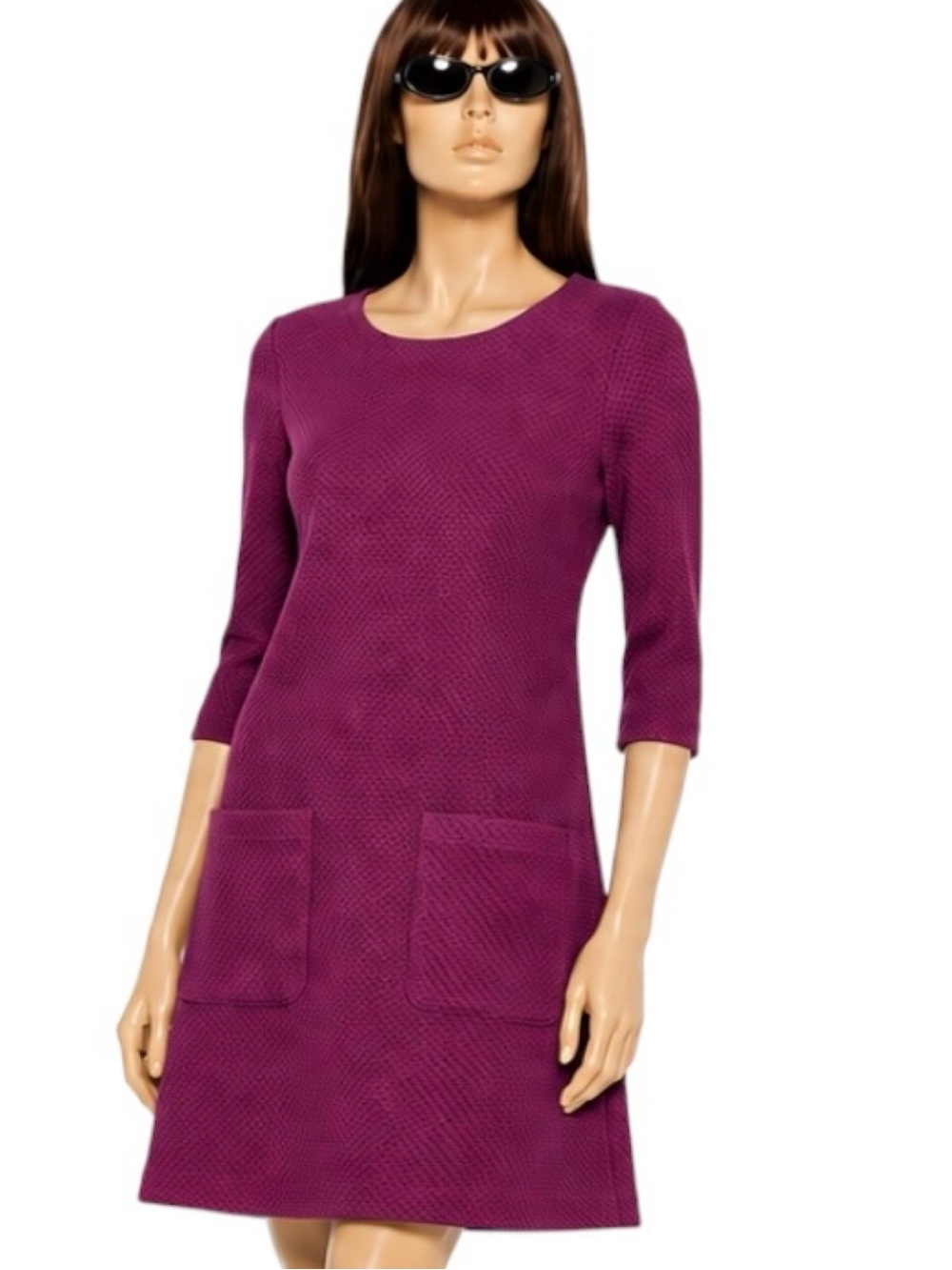 Boden Abigail Jacquard Maroon 3/4-Length Sleeves Dress Size 8